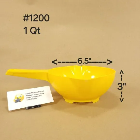 Vintage Tupperware Bundle #1288 Mix-N-Store Pitcher #1200 Strainer Yellow - Picture 3 of 9